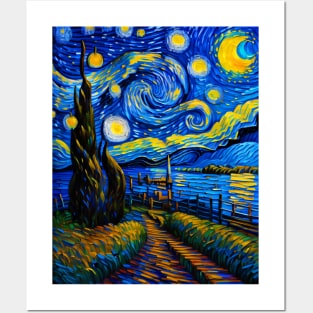 Cape cod in starry night Posters and Art